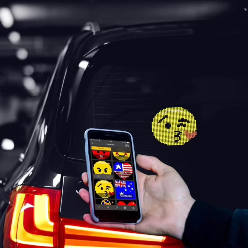 Auto raam emoji LED display